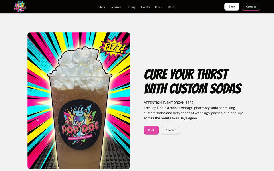 Pop-Doc Sodas brand and launch site