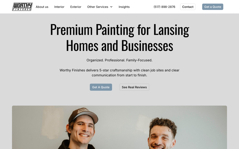 Worthy Finishes website